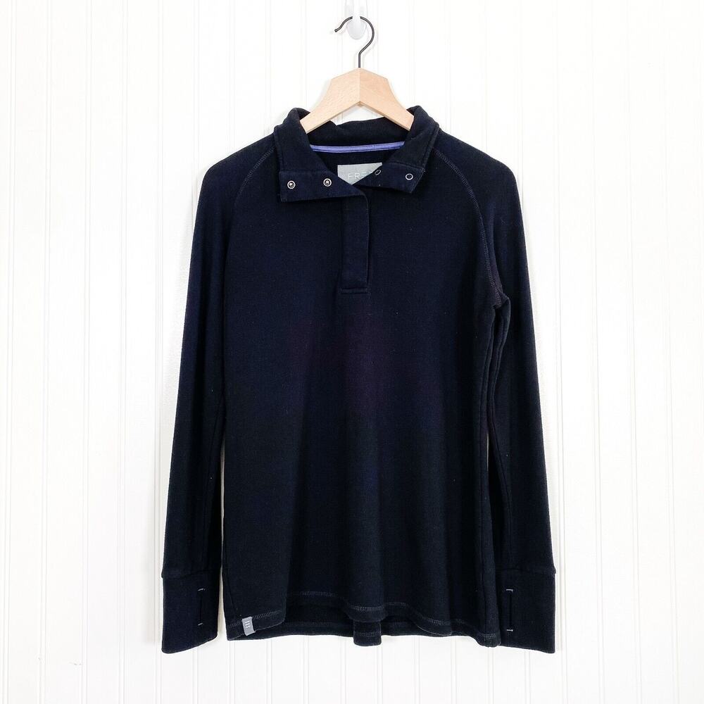 Free Fly Mens 1/4 Snap Long Sleeve Pullover Size M Performance‎ Bamboo Black